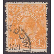 Australian    King George V    4d Orange   Single Crown WMK  Plate Variety 2R6